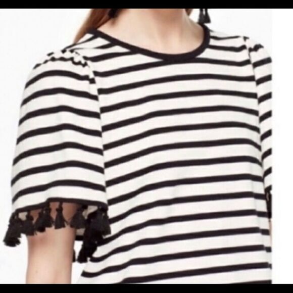 Kate Spade White Striped Crew Neck T-Shirt - Picture 2 of 7